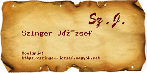Szinger József névjegykártya